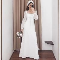 ราคา ชุดราตรียาว สีขาว คอสแควร์ แขนยาว สำหรับงานพิธีสำคัญและงานแต่งงาน FC108 (47553659838)