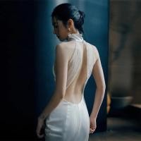ราคา ชุดเดรสแต่งงาน เซ็กซี่ เปิดหลัง ผ้าซาติน สีขาว หรูหรา สําหรับเจ้าสาว FC045 (24572493788)