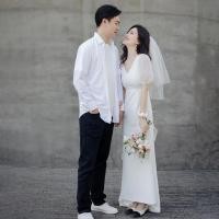 ราคา ชุดแต่งงานสไตล์เกาหลี คอวี หางปลา สไตล์เรียบหรู เหมาะสำหรับพิธีแต่งงาน FC204 (48953894040)