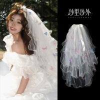 ราคา สีสันผีเสื้อ Veil Collar ลงทะเบียน Pompadour Veil Multi layer เจ้าสาวงานแต่งงาน Headwear Super สวย Photo Props TS597 (43010732569)