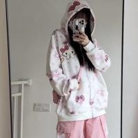ราคา ใหม่ เสื้อกันหนาว มีฮู้ด ผ้ากํามะหยี่ พิมพ์ลายคิตตี้ แมวน่ารัก มีซิป ทรงหลวม สําหรับผู้หญิง นักเรียน (22958927290)