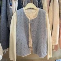 ราคา ผู้หญิงหวานครอบคลุมปุ่มย้อนกลับแกะผมเสื้อกั๊กผู้หญิงฤดูใบไม้ร่วงฤดูหนาวรอบคอหลวมลายจุดแขนกุดตุ๊กตา (50901276222)
