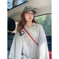 ราคา เสื้อลายสีฟ้าผู้หญิง ลายการ์ตูนปักสไตล์อเมริกันหลวม เหมาะสำหรับสวมใส่งานประจำวัน (45957616770)