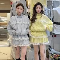 ราคา ลูกไม้ลูกไม้ประกบแจ็คเก็ตกระโปรงครึ่งตัวชุดผู้หญิงเกาหลีหวานลดอายุแฟชั่นกระโปรงเค้กชุดสองชิ้น (40000636953)