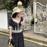 ราคา ฤดูใบไม้ผลิใหม่ ฤดูร้อนใหม่สไตล์ฝรั่งเศสศาลลูกไม้ประกบคอวีแขนฟองชุด (29062156123)