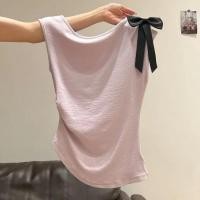 ราคา เสื้อแขนสั้นผู้หญิง ออกแบบมายางยันเอว ประดับโบว์สวยๆ (25947951869)