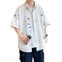 ราคา เสื้อวินเทจ เสื้อผู้ชายเท่ๆ boxy shirts เสื้อลำลองผู้ชายผลิตจากผ้าใยสังเคราะห์มี 2 สี M 3XL (50554002585)