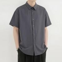 ราคา เสื้อเชิ้ตแขนสั้นไหมพรมน้ำแข็งผู้ชายฤดูร้อนเสื้อเกาหลีสไตล์ฮ่องกงต่อต้านริ้วรอยชายเสื้อสีฟ้าอ่อนสีเทาสีดำสีขาวสี่สีให้เล (41727571451)