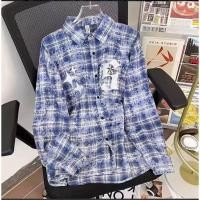 ราคา เสื้อเชิ้ตแขนยาวลายสก๊อต Unisex ผ้าโพลีเอสเตอร์มัดย้อมฝีมือแฟชั่นเสื้อผ้า M 2XL (57454011216)