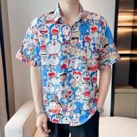ราคา เสื้อผู้ชายเท่ๆ การ์ตูนน่ารักเสื้อเชิ้ตแขนสั้นผ้าเส้นใยสี ONEM M 3XL (53904036443)
