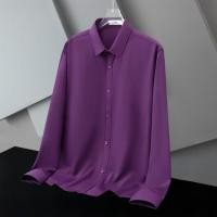 ราคา เสื้อเชิ้ตแขนยาวผ้ามัน คอปก สวมใส่สบาย ไม่ร้อน ไม่ต้องรีด 11 สี M 4XL แขนยาวคอปก เสื้อโปโล (45553866453)