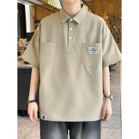 ราคา เสื้อดำคอปก สีดำ เสื้อเชิ้ตแขนสั้นสีสะอาดเสื้อเชิ้ตแขนสั้นสามสีตัวเลือก M 3XL (50154016413)