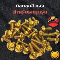ราคา น็อตชุดสี น๊อตชุดสี หัวดอกไม้ ทอง น็อตชุดสีทอง น๊อตชุดสีทอง ตรงรุ่น ส่งฟรี (41176508015)