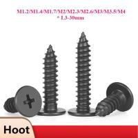 ราคา สีดํา CA สกรูเกลียวปล่อยหัวแบนบางเฉียบหัวข้ามหัวแบนแตะตัวเองเล็บ M1 2 M1 4 M1 7 M2 M2 3 M2 6 M3 M3 5 M4 L3 30mm YH (51005609478)