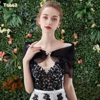 ราคา TOBE2 ผ้าคลุมไหล่เจ้าสาวโบว์ Rhinestones ผู้หญิงชุดลําลองเสื้อคลุม (56606939090)