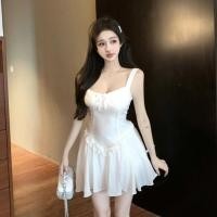 ราคา ชุดชีฟองสลิงสไตล์เกาหลียอดนิยม แขนกุด งานเย็บละเอียด ดูลูกไม้ (56207451376)