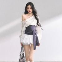 ราคา ชุดลำลองกระชับร่างกาย สไตล์ฤดูใบไม้ผลิใหม่ สีขาว เสื้อแขนยาวปิดไหล่แบบเฉียง กางเกงเอวสูง A Line (44506915254)
