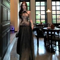 ราคา กระโปรงยาวสีดำสำหรับผู้หญิง แขนกุด ลายลูกไม้ ดีไซน์พอดีตัว สไตล์หรูหรา (42576141524)