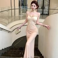 ราคา กระโปรงชีฟองสีชมพูสำหรับปาร์ตี้ฝรั่งเศส สไตล์เซ็กซี่ แขนกุด ทรงเอวสูง พร้อมหางปลาน่ารัก (56007238814)