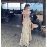 ราคา ชุดเดรสลายโบฮีเมียนเซ็กซี่ ชีฟองแขนกุด สไตล์ tube top สำหรับท่องเที่ยวและสวมใส่ง่าย (42429552584)