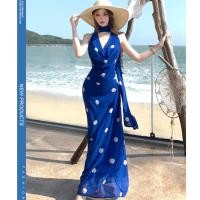 ราคา ชุดสลิงสตรีลายจุดโบฮีเมียนสีฟ้า ช่วยให้ดูลดน้ำหนักลง ออกแบบมาในสไตล์คอวีและแขนกุด halter สำหรับโอกาสพักผ่อนหย่อนใจ (42979436386)