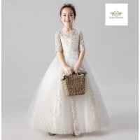 ราคา Dress Girl เซท 2 ชิ้น ชุดกระโปรงยาว ที่คาดผมคละแบบ ชุดไปงานสีขาวทอง เดรสเด็กหญิง สวยหรู ใส่แสดงเปียโน แข่งไวโอลิน ไปง (18637148933)