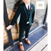 ราคา Boy Suit สูท เด็ก ชุดเซท 3 ชิ้น สีเขียว เสื้อนอกมีซับใน เสื้อกั๊ก กางเกงเอวยางยืด ขนาด 90 100 110 120 130 140 1 (22032388678)