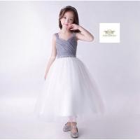 ราคา Dress Girls เซท 2 ชิ้น ชุดกระโปรงสีเทาขาว ที่คาดผมคละลาย สวย Party Cocktail Piano Birthday Cocktail Dress Girls ข (16738104219)