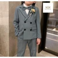 ราคา Boy Suit ชุดสูท เด็ก สีเขียวเทา Korean Style ชุดเซท 2 ชิ้น เสื้อนอกมีซับใน กางเกงเอวยางยืด ขนาด 90 ถึง 140 (16456815353)