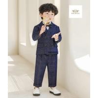 ราคา Cute Baby suit สูทเด็กเล็ก สูทเด็กอ่อน ชุดไปงาน สีกรมลายตาราง เซท 3 ชิ้น เสื้อสูท เสื้อกั๊ก กางเกง ขนาด 80 90 100 ห (12694390318)
