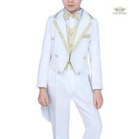 ราคา Boy Tuxedo ชุดทักซิโด้ เด็ก 4 ชิ้น สีขาว เสื้อตัวนอก กางกางเอวยืด เสื้อกั๊ก หูกระต่าย ขนาด 120 130 140 150 160 170 ห (24471068235)