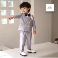 ราคา Gray Suit สูทเด็กเล็ก สูทเด็กโต ชุดไปงาน สูทสีเทา เซท 2 ชิ้น เสื้อสูท กางเกง ขนาด 80 90 100 110 120 130 140 15 (23342701608)