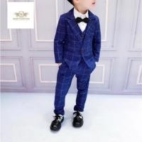 ราคา Boy Suit Set เซท 3 ชิ้น เสื้อสูท เสื้อกั๊ก กางเกงลายตารางสีนำ้เงินลายตาราง 1 11 ปี (1847240650)