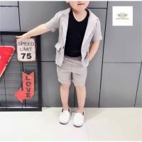 ราคา สูทขาสั้น 2 ชิ้น สีน้ำตาลอ่อน สูทสีเบจ งาน 0ut door ริมทะเล เสื้อคลุมแขนสั้น กางเกงขาสั้นเอวยืด ขนาด 90 100 110 12 (11498244490)