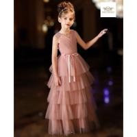 ราคา Dress Girls เดรสชมพู ชุดแสดงเปียโน เดรสกระโปรงระบายชั้น ชุดออกงาน แสดงไวโอลิน ชุดกระโปรงยาว แถมที่คาดผมคละแบบ ชุดเดรส (48600187302)