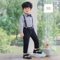 ราคา เซทเอี้ยมเด็กเล็กเด็กโต แขนยาว 4 ชิ้น เสื้อเชิ้ต กางเกงเอวยืดสีกรมท่า สายเอี้ยม หูกระต่ายสุ่มสี ขนาด 80 90 100 110 (43107176268)