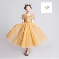 ราคา Dress Girls เซท 2 ชิ้น เดรส ชุดไปงานสีเหลืองทอง ชุดกระโปรงยาว ที่คาดผมคละแบบ เดรสสวย Party Dress Piano Dress Birthd (29688585364)