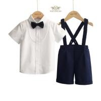 ราคา Baby Boy Suit เซทเอี้ยมเด็กเล็ก แขนสั้น 4 ชิ้น เสื้อเชิ้ตแขนสั้น กางเกงเอวยืดสีกรมท่า สายเอี้ยม หูกระต่าย ขนาด 80 90 (26520164390)