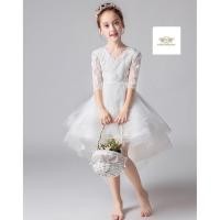 ราคา Party Cocktail Dress Girls เซท 2 ชิ้น ชุดกระโปรงสีขาวแขนสามส่วนหน้าสั้นหลังยาว ที่คาดผมมุกใสง่าย ใส่สวย Party Piano B (25836999742)