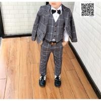 ราคา Boy Suit สูท เด็ก ชุดเซท 3 ชิ้น สีเทาลายตาราง เสื้อนอกมีซับใน เสื้อกั๊ก กางเกงเอวยางยืด ขนาด 110 2 ปี ถึง 4 ปี (55802189426)