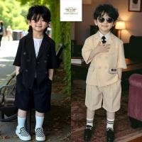 ราคา สูทเด็กขาสั้น ใส่ได้ทั้งชายหญิง สูทเด็กแขนสั้น ขาสั้นสีดำ สูทงานเอาท์ดอร์ งานริมทะเล เซท 2 ชิ้น เสื้อนอก กางเกงเอวยืด (41212413774)