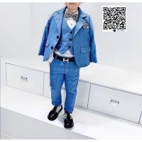 ราคา Boy Suit สูท เด็ก ชุดเซท 3 ชิ้น สีฟ้าตาราง เสื้อนอกมีซับใน เสื้อกั๊ก กางเกงเอวยางยืด ขนาด 80 90 100 110 120 130 (40754994427)