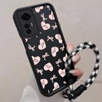 ราคา สําหรับ XiaoMi 12 Lite 5G XiaoMi 12T XiaoMi 12 Proซิลิโคนกันกระแทกเคสโทรศัพท์ความงามสีชมพูหัวใจรูปแบบนุ่มส่วนบุคคลแขวนเชือก (43302070879)