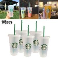 ราคา HOT 1 5PCS สําหรับStarbucksถ้วยฟางพลาสติกพร้อมฝาปิดถ้วยน้ําใสฟางสีเขียว (56106757643)