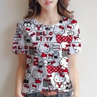 ราคา Hello Kitty เสื้อยืดคาวบอยแขนสั้นสำหรับผู้หญิง สไตล์คาวาอิฤดูร้อน (40028652248)