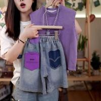 ราคา เสื้อกั๊กกางเกงขาสั้นเด็ก ผ้ายีนส์ สไตล์เกาหลี แขนกุด สำหรับฤดูร้อน น่ารักและทันสมัย (56957237194)