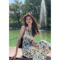 ราคา โปรโมชั่นจำกัดเวลา กระโปรงสายเดี่ยวทรงเก๋ สไตล์ Old Money สีดำสีขาวลายเรียบหรูกาย (50157953070)