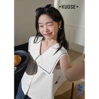 ราคา เสื้อแขนสั้นสไตล์ทหารสีขาวสำหรับผู้หญิง ไซส์เล็ก ลดราคาLimited Time (40226633863)