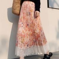 ราคา กระโปรงครึ่งความยาวลายดอกไม้ สไตล์จีนเอวสูง สำหรับฤดูร้อนจากผ้าลูกไม้ (43629438387)