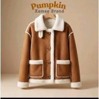 ราคา KAMEE ʕ ᴥ ʔ Pumpkin jacket เสื้อชามัวร์กระดุมหน้า เสื้อแจ็คเก็ตหนังชามัวร์ บุขนเฟอร์กันหนาว 0 10 องศา (55105639795)